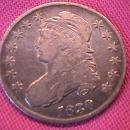 CAPPED BUST SILVER HALF DOLLAR DATED 1830 GRADED FINE-13