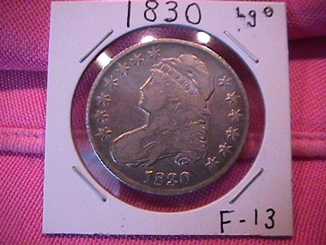 CAPPED BUST SILVER HALF DOLLAR DATED 1830 GRADED FINE-13