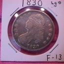 CAPPED BUST SILVER HALF DOLLAR DATED 1830 GRADED FINE-13