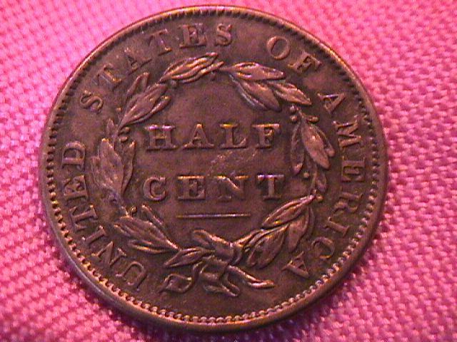 HALF CENT COPPER COIN Classic Head-1833 AU-50 Condition
