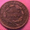 HALF CENT COPPER COIN Classic Head-1833 AU-50 Condition