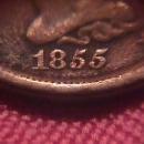 HALF CENT COPPER COIN BRAIDED HAIR-1855 VERY FINE-30 Condition