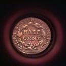 HALF CENT COPPER COIN BRAIDED HAIR-1855 VERY FINE-30 Condition