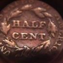 HALF CENT COPPER COIN BRAIDED HAIR-1855 VERY FINE-30 Condition
