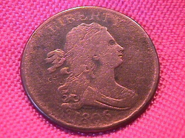 HALF CENT COPPER COIN DRAPED BUST HALF CENT -1806 VERY GOOD-10 Condition