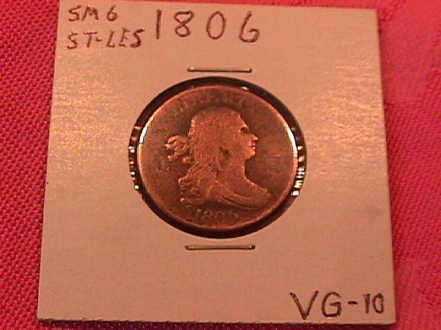 HALF CENT COPPER COIN DRAPED BUST HALF CENT -1806 VERY GOOD-10 Condition