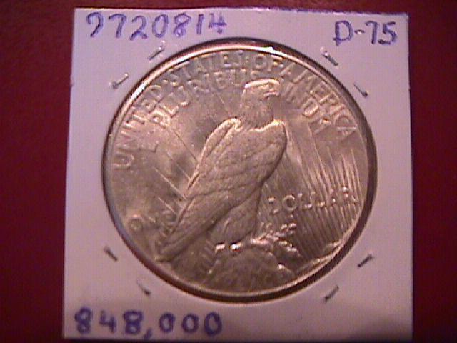 Peace Type Silver Dollar 1927 MS #-64 Condition
