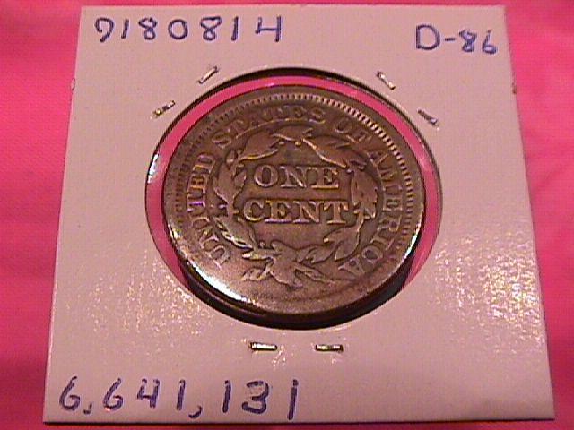 BRAIDED HAIR COPPER LARGE CENT 1853 GRADED GOOD-6