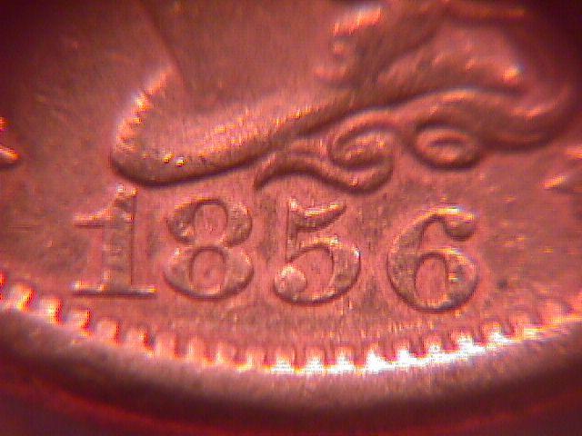 BRAIDED HAIR COPPER LARGE CENT 1856 GRADED ALMOST UNCIRCULATED-50