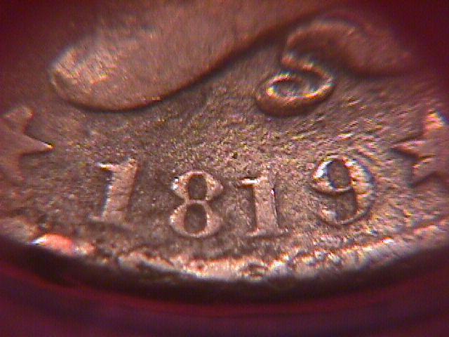 CORONET HEAD COPPER LARGE CENT 1819 GRADED VERY GOOD-10