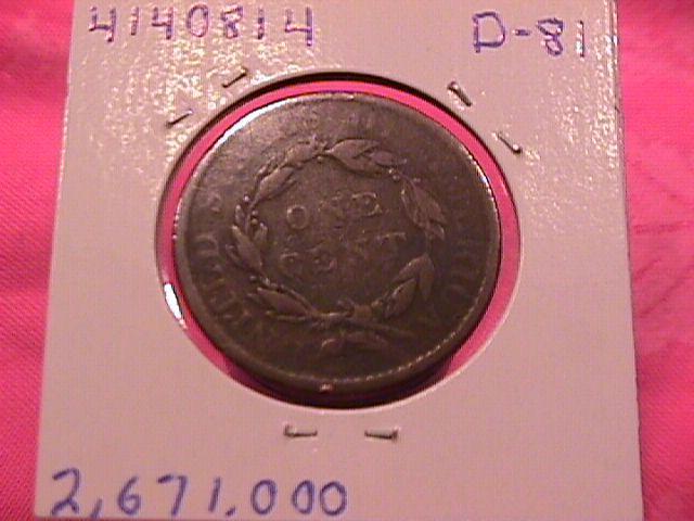 CORONET HEAD COPPER LARGE CENT 1819 GRADED VERY GOOD-10