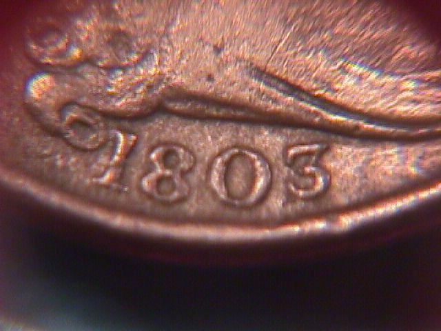Draped Bust Copper Half Cent Coin Dated 1803 Very Fine-20 Condition