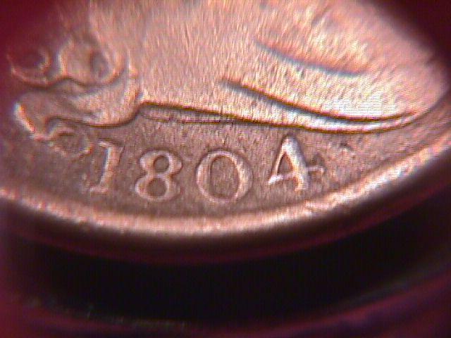 Draped Bust Copper Half Cent Coin Dated 1804 Fine-15 Condition