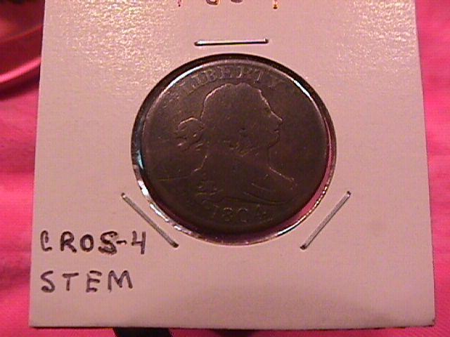 Draped Bust Copper Half Cent Coin Dated 1804 Fine-15 Condition
