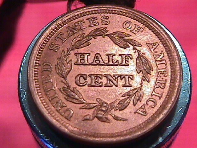 HALF CENT BRAIDED HAIR-1856 ALMOST UNCIRCULATED-58 Condition