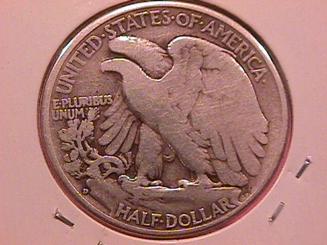 1938-D LIBERTY WALKING SILVER HALF DOLLAR VERY GOOD # 8 GRADING
