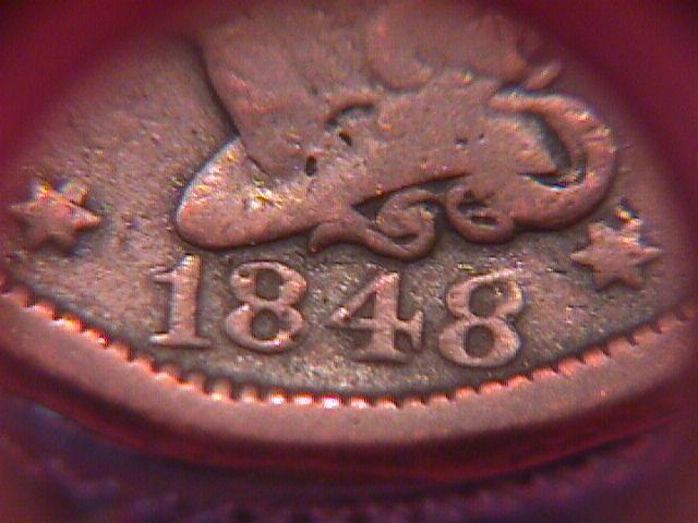 BRAIDED HAIR COPPER LARGE CENT 1848 GRADED FINE-12