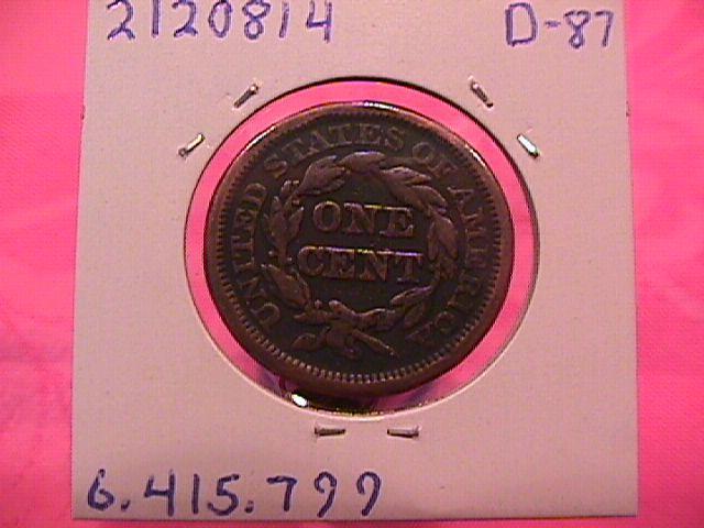 BRAIDED HAIR COPPER LARGE CENT 1848 GRADED FINE-12
