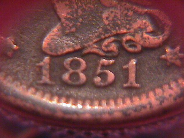 BRAIDED HAIR COPPER LARGE CENT 1851 GRADED VERY FINE-20