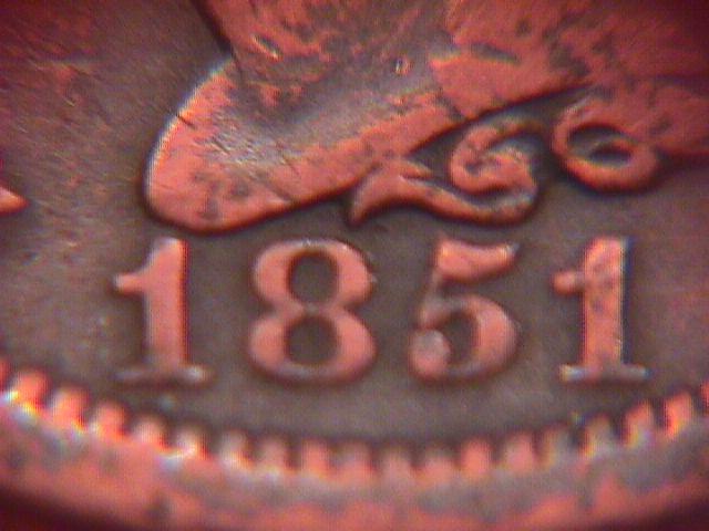 BRAIDED HAIR COPPER LARGE CENT 1851 GRADED VERY FINE-30