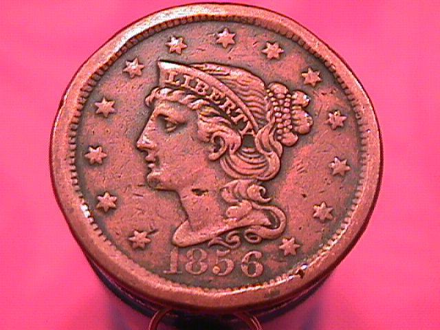BRAIDED HAIR COPPER LARGE CENT 1856 GRADED EXTREMELY FINE-40