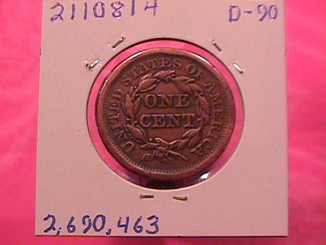 BRAIDED HAIR COPPER LARGE CENT 1856 GRADED EXTREMELY FINE-40