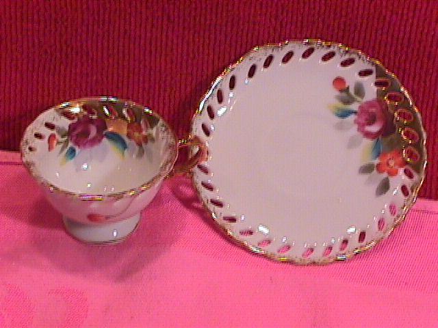 Neco, Pierced Rim, Miniature Cup & Saucer