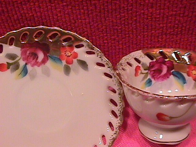 Neco, Pierced Rim, Miniature Cup & Saucer