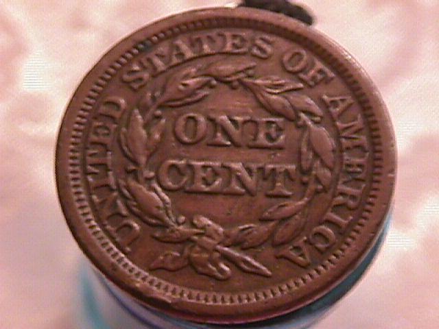 BRAIDED HAIR COPPER LARGE CENT DATED 1848 GRADED VERY FINE-35