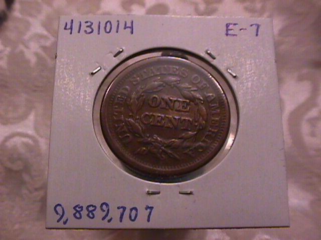 BRAIDED HAIR COPPER LARGE CENT DATED 1851 GRADED VERY FINE-40
