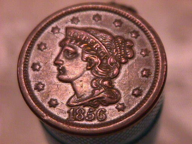 BRAIDED HAIR COPPER LARGE CENT DATED 1856 GRADED EXTREMELY FINE-45