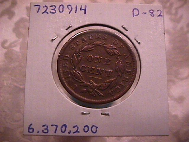 MATRON / YOUNG HEAD LARGE CENT DATED 1838 GRADED EXTREMELY FINE-40