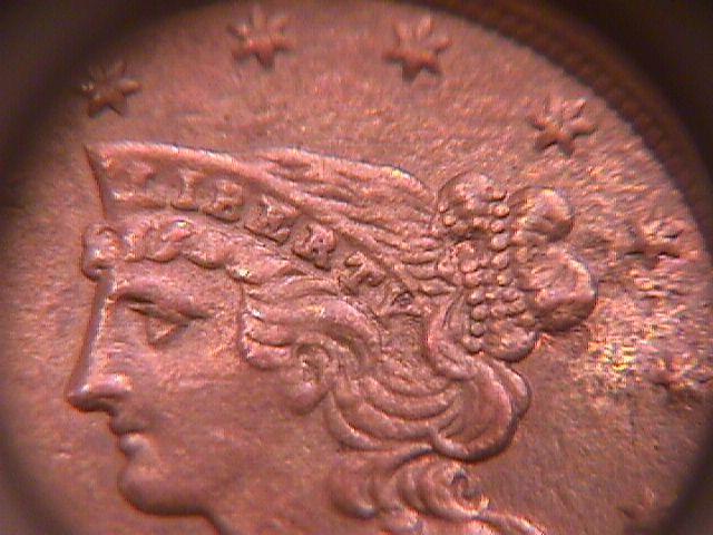 BRAIDED HAIR COPPER LARGE CENT DATED 1849 GRADED ALMOST UNCIRCULATED-50