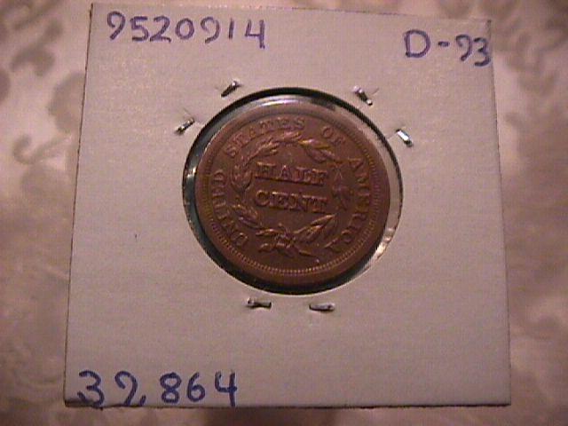 BRAIDED HAIR COPPER LARGE CENT DATED 1849 GRADED ALMOST UNCIRCULATED-50