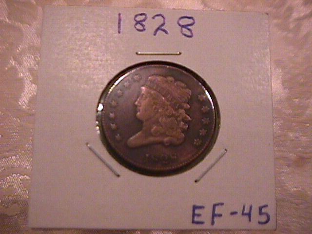 Classic Head Half Cent Coin 1828 EXTREMELY FINE-45 Condition