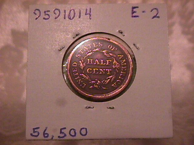 BRAIDED HAIR COPPER HALF CENT DATED-1855 EXTREMELY FINE-45 Condition