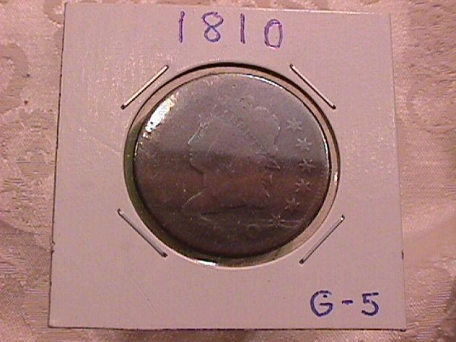 CLASSIC HEAD COPPER LARGE CENT 1810 GRADED GOOD-# 5