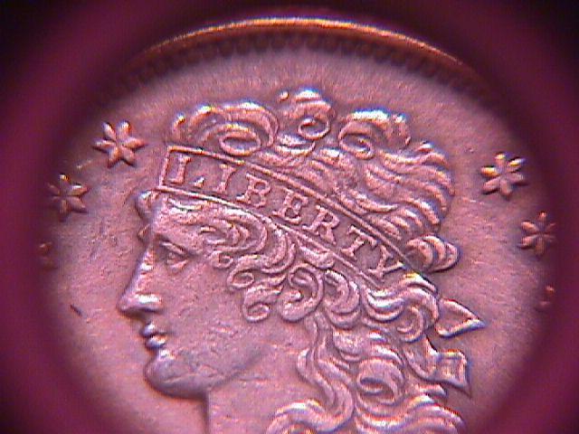 CLASSIC HEAD 1835 HALF CENT GRADED AU-50