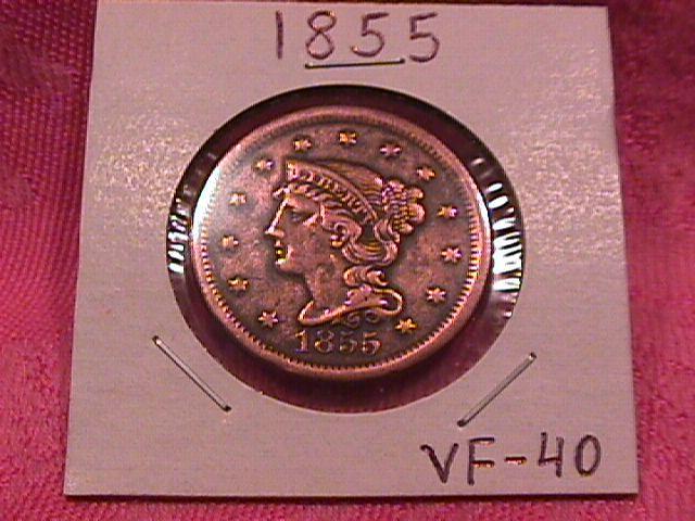 BRAIDED HAIR COPPER LARGE CENT CENT DATED 1850 VERY FINE -40