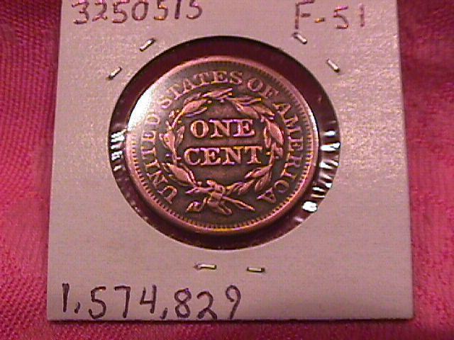 BRAIDED HAIR COPPER LARGE CENT CENT DATED 1850 VERY FINE -40