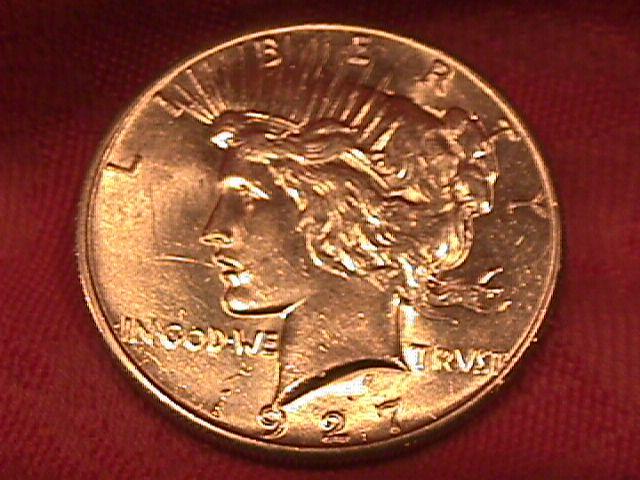 PEACE TYPE SILVER DOLLAR 1927 MINT STATE-63