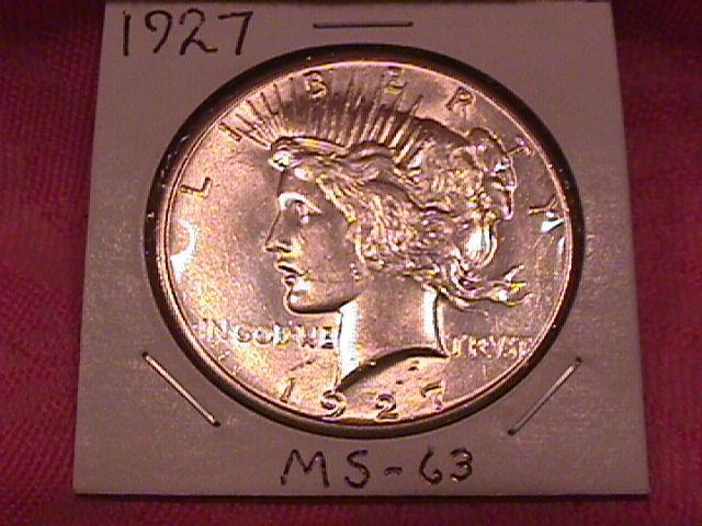 PEACE TYPE SILVER DOLLAR 1927 MINT STATE-63
