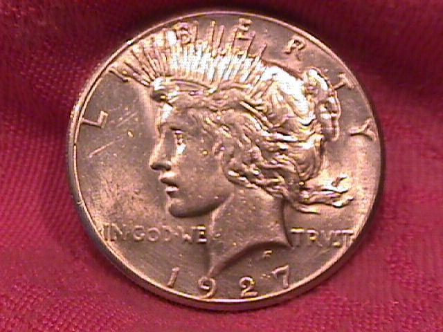PEACE TYPE SILVER DOLLAR 1927 MINT STATE-62
