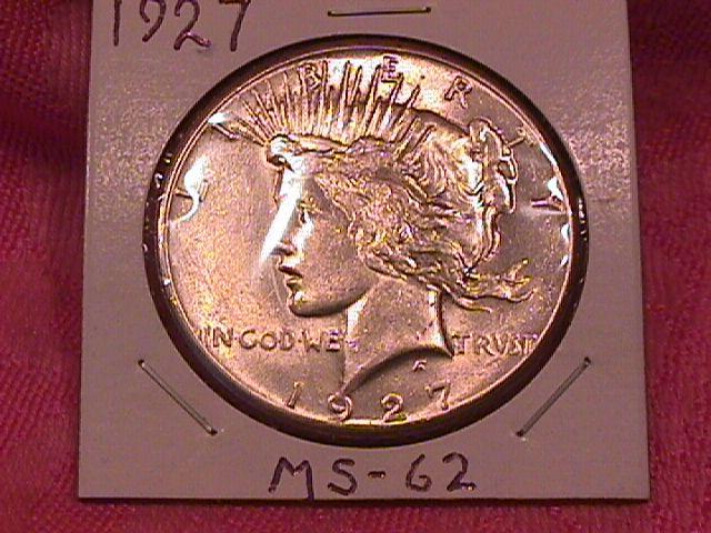 PEACE TYPE SILVER DOLLAR 1927 MINT STATE-62