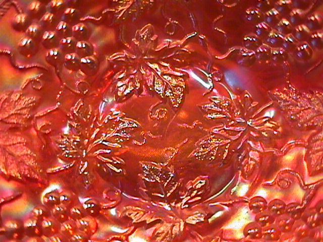 NORTHWOOD GRAPE & CABLE VARIANT PLATE PLAIN BACK MARIGOLD CARNIVAL GLASS
