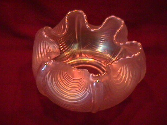 NORTHWOOD DRAPERY ROSE BOWL WHITE CARNIVAL GLASS