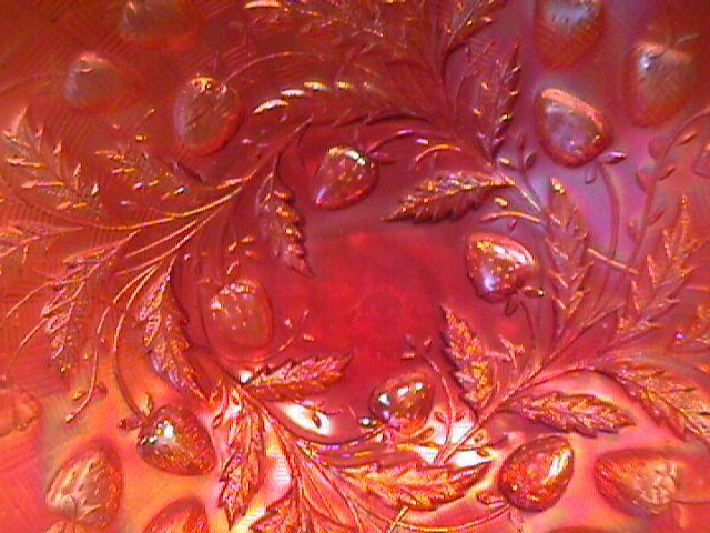 NORTHWOOD STRAWBERRY BOWL MARIGOLD CARNIVAL GLASS