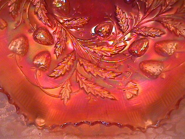 NORTHWOOD STRAWBERRY BOWL MARIGOLD CARNIVAL GLASS