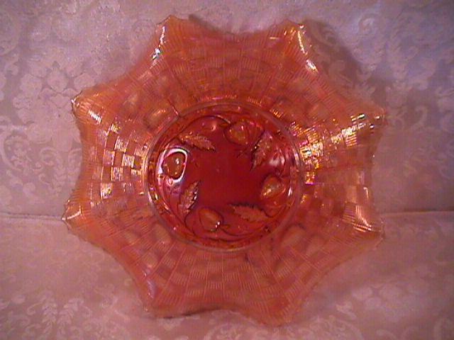 NORTHWOOD STRAWBERRY BOWL MARIGOLD CARNIVAL GLASS
