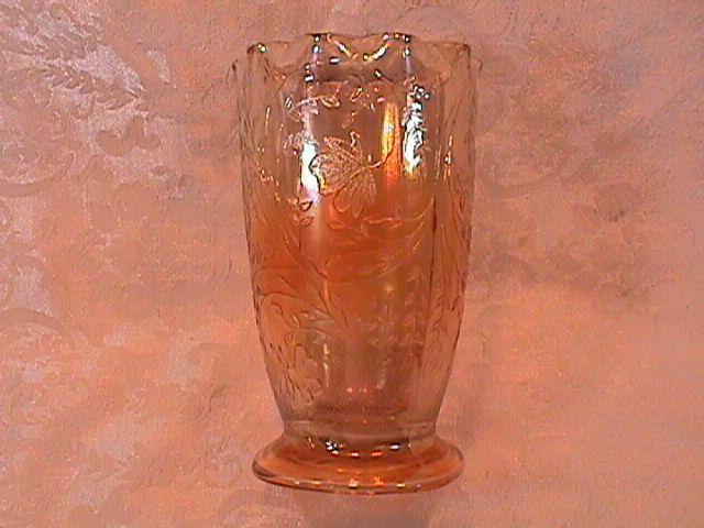 CARNIVAL GLASS LOUISA / FLORAGOLD VASE X RARE